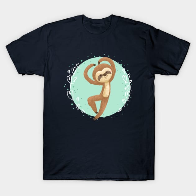 Sloth make a Love Shape Gesture T-Shirt by Khotekmei